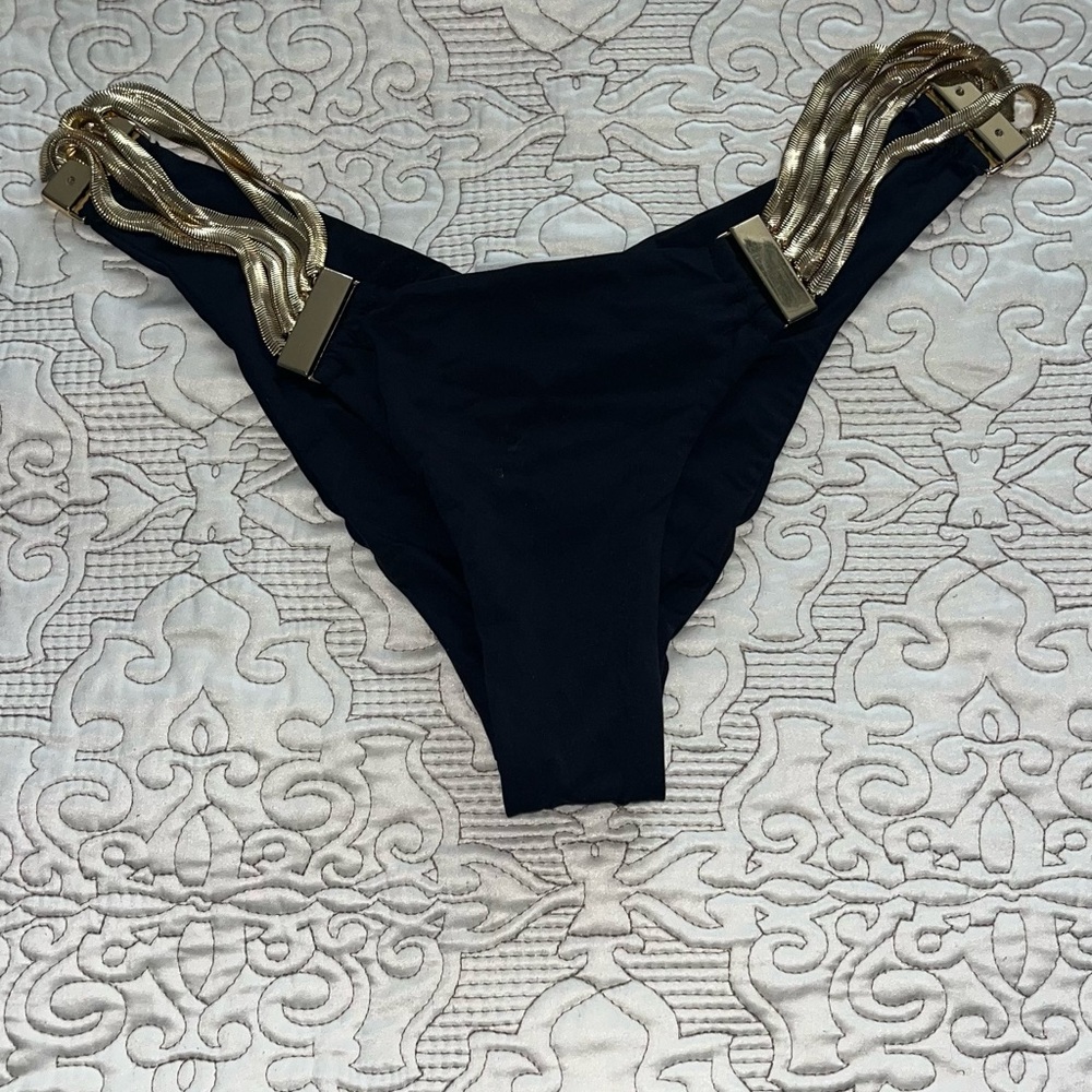 Beach Bunny Black and Gold Chain Bikini Bottom